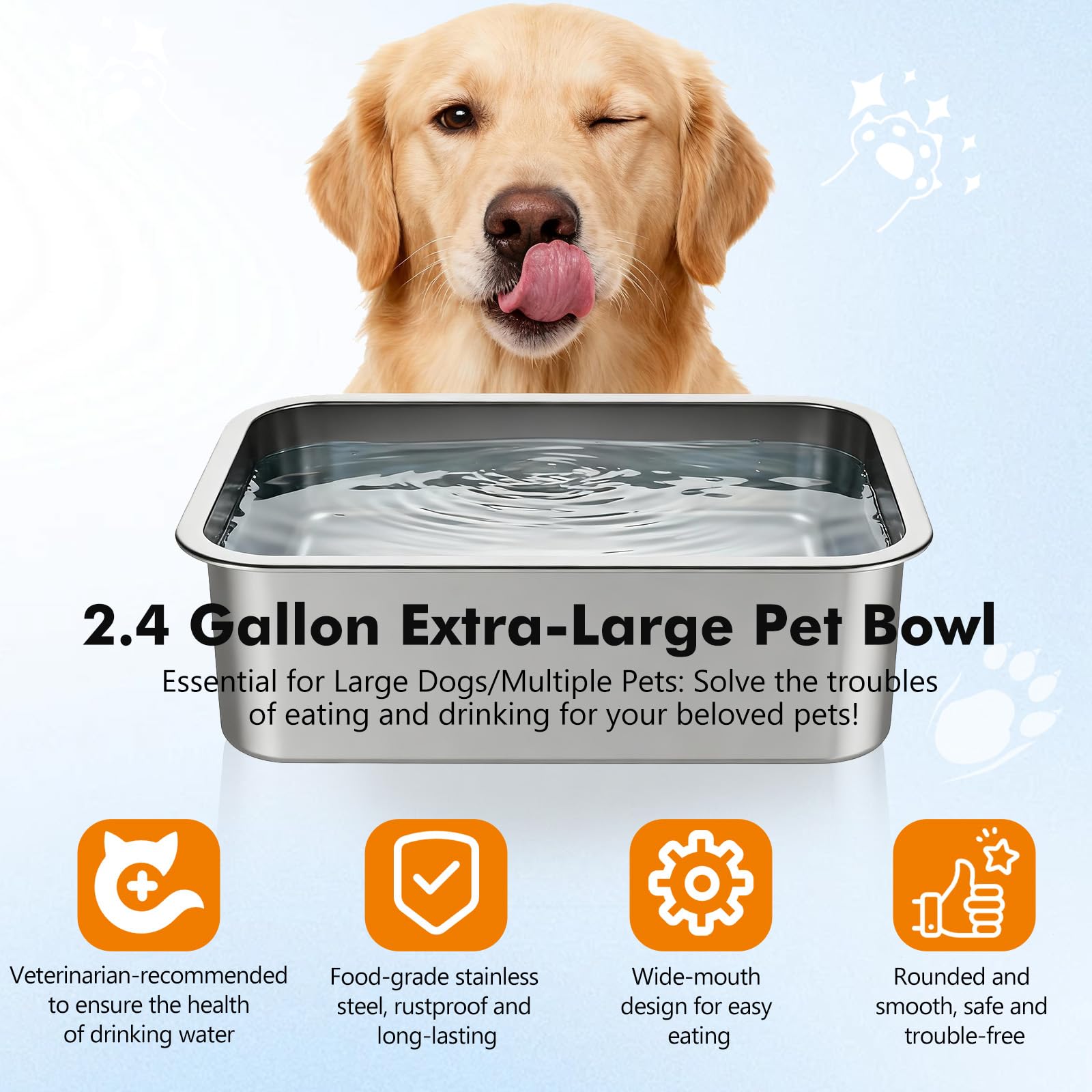 Gamelle surélevée pour Chien, Bol d'eau INOX 9L Réglable pour Grandes Races, Distributeur avec Support Métal pour Soulager Les Articulations, Facile à Nettoyer, Intérieur Extérieur
