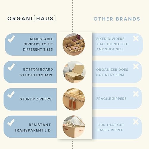 Miniatura 7 de OrganiHaus Organizador de zapatos para armario y entrada, se adapta a hasta 16 pares, caja grande de almacenamiento de zapatos, contenedor de