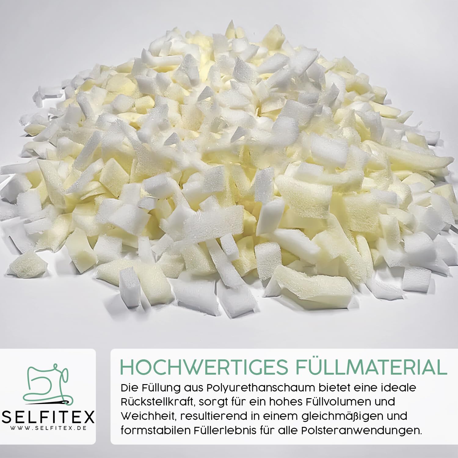 Selfitex 2er Set 60x80 cm Kissenfüllung, Kopfkissen, waschbar bis 60 °C, Füllung aus Soften Polyurethan-Sticks, als Sofa- und Dekokissen, formstabil und komfortabel, Innenkissen für Bett und Couch