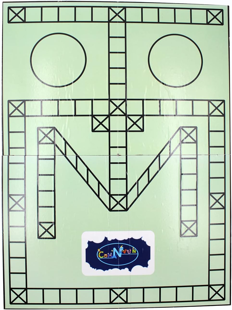 Wooden Dhayam Game Board - Foldable Traditional Board Game Ludo with Dhayam Katti Dice Set and 24 Coins,for 3 years and up