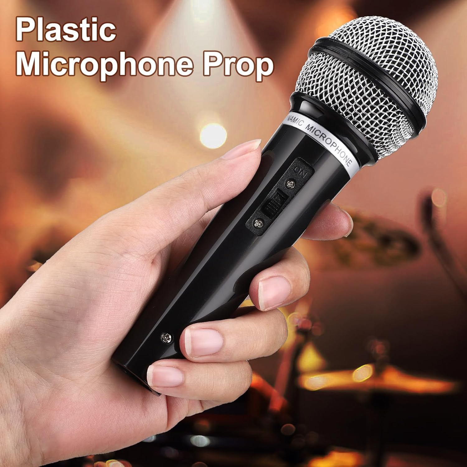 Facmogu 16PCS Fake Microphone Prop, Plastic Prop Microphone for Kids, Fake Pretend Play Microphone Toy for Karaoke Costume, Kids Mic Props for Halloween Christmas Cosplay Music Birthday Party Favors