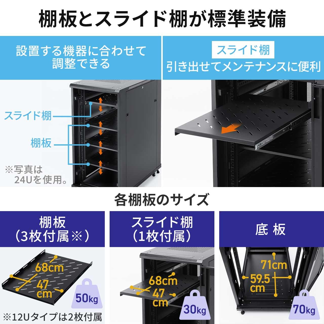 Amazon | サンワダイレクト サーバーラック 19インチ 12U 小型