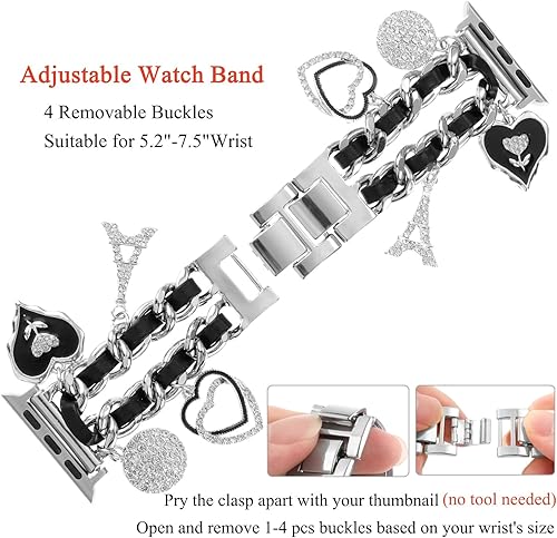 Miniatura 3 de Elegante pulsera compatible con correas de Apple Watch de 1.496 pulgadas, 1.575 pulgadas, 1.614 pulgadas, 1.654 pulgadas, 1.732 pulgadas, 1.772