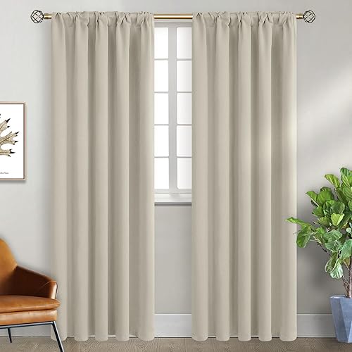 Miniatura 9 de BGment Cortinas opacas con bolsillo para barra y pestaña trasera para dormitorio, cortinas de oscurecimiento con aislamiento térmico para sala de