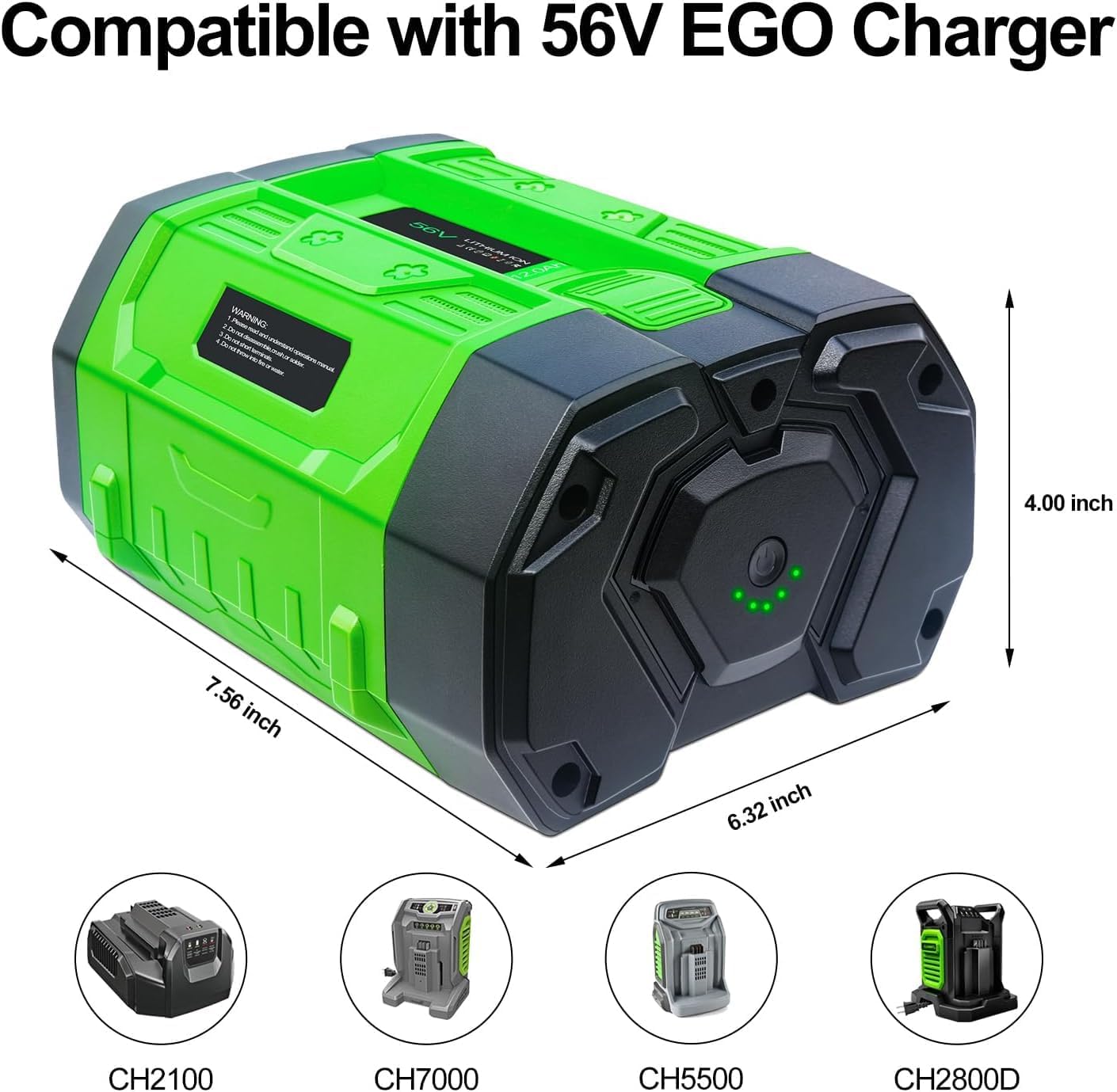 DTK 12000mAh Long Lasting Batteries Replacement for EGO 56V Battery BA2800T BA1400T BA4200T BA5600T Cordless Power Tools Ultra-High Capacity 12AH 2 Packs
