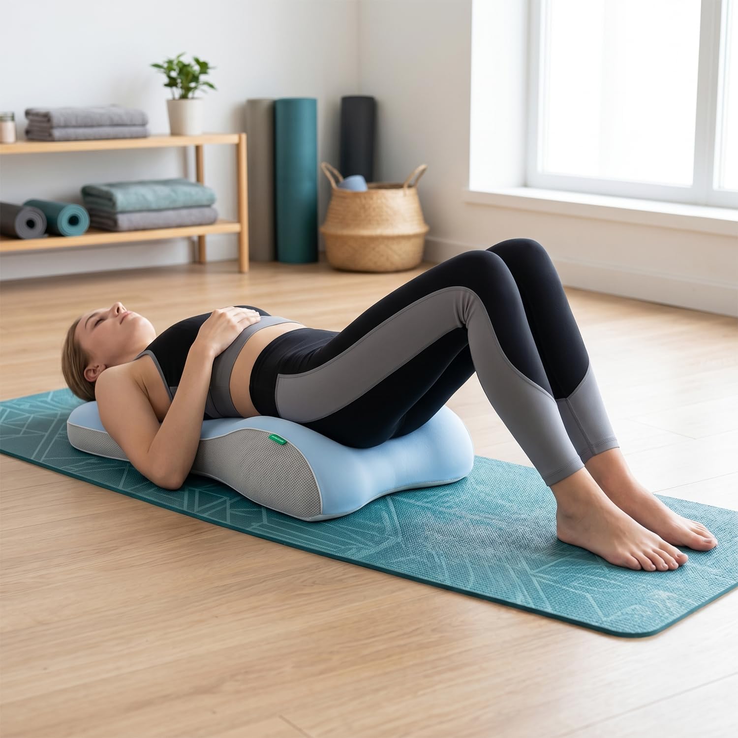 Memory Foam Wedge Pillow, Multi-Position Support Pillow for Neck and Waist (Blue)