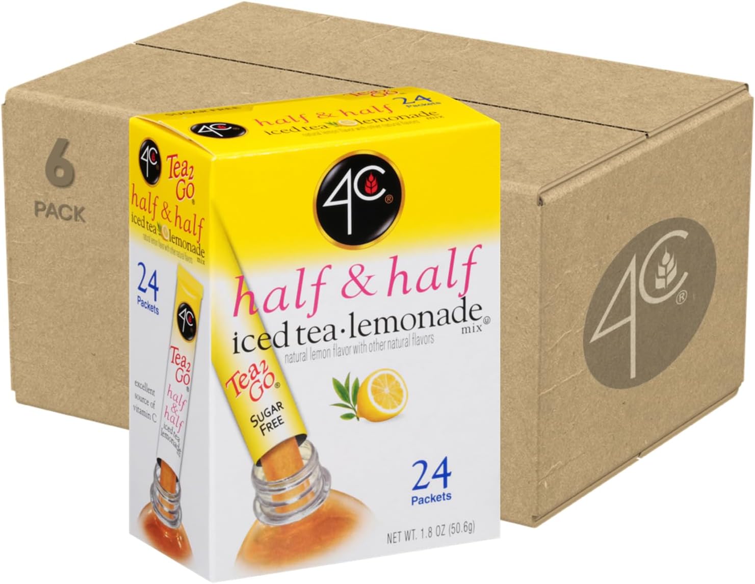Powder Drink Mix Packets, Half & Half 6 Pack, 24 Count, Singles Stix On the Go, Refreshing Sugar Free Water Flavorings