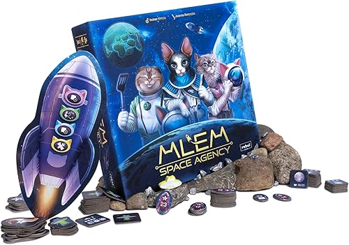 Miniatura 3 de Rebel Studio MLEM: Juego de mesa de la agencia espacial – Purrfect Catstronaut Adventures! Juego de estrategia para rodar dados, divertido juego