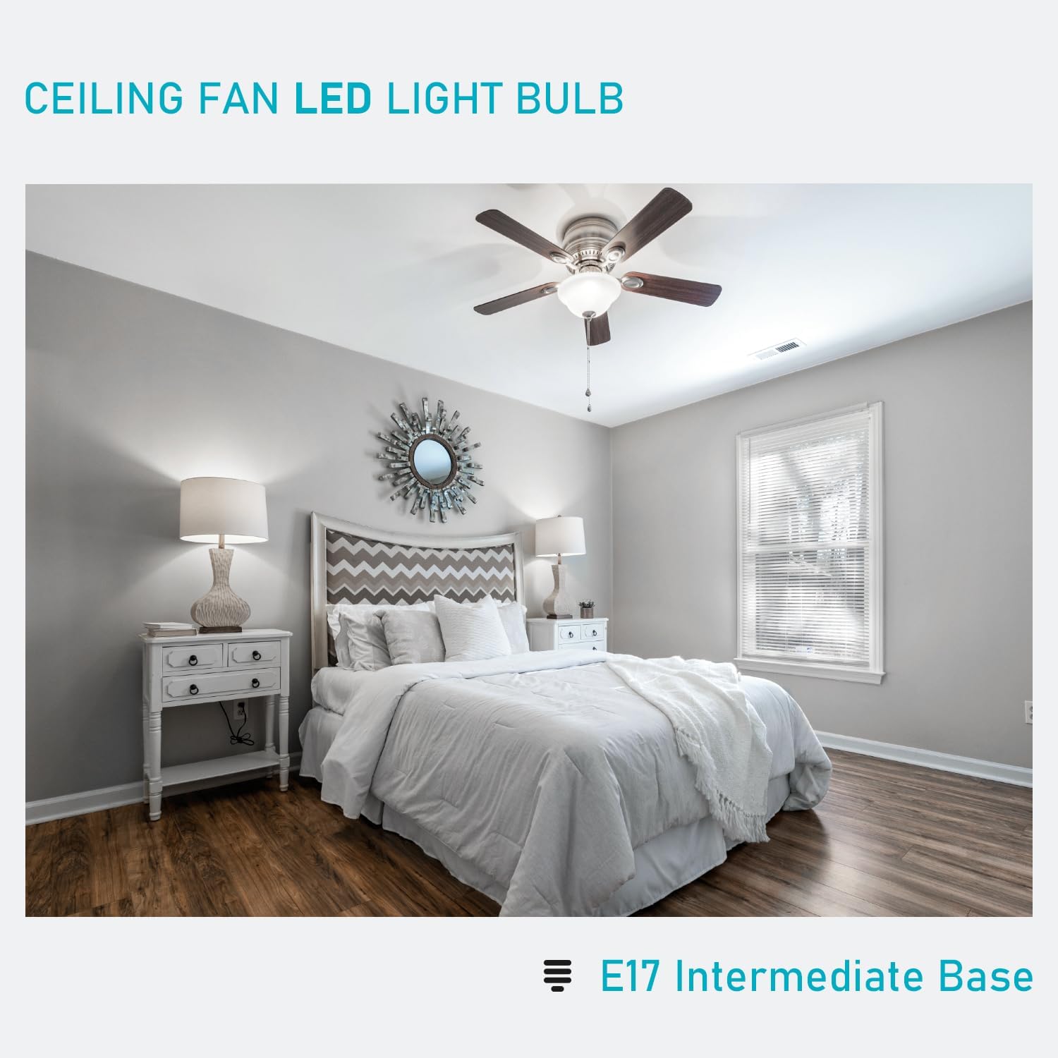 Maelsrlg E17 Intermediate Base LED Bulb, 6W (60 Watt Equivalent) G14 Globe Ceiling Fan Light Bulbs, Daylight White 5000K, 600 Lumens, Non-Dimmable, Pack of 6