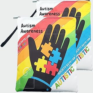 Autism Awareness Book Sleeves with Zipper (2-Pack) – Protective & Durable Sleeve Covers for Books,Tablet,Mobile