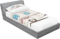 Vista 49 de Lunarable Grey Fitted Sheet & Pillow Sham Set, Pattern with Random Footprints Paw Traces Pet Legs Friendly Cats and Dogs, Decorative Printed 3 Piece