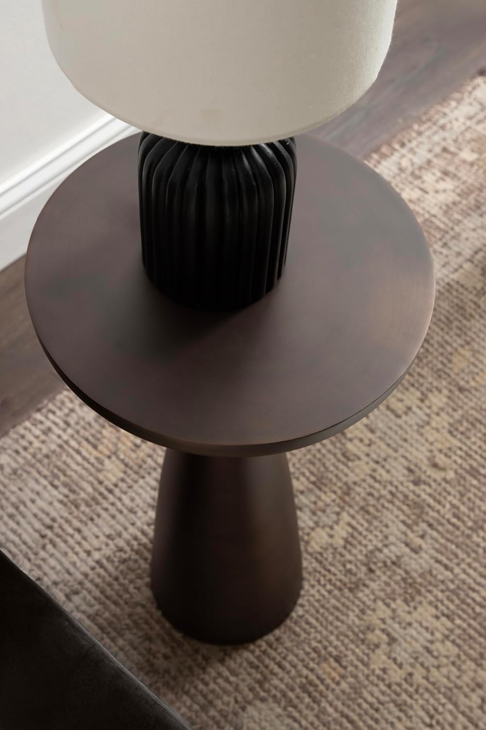 Kate and Laurel Steeves Modern Sophisticated Metal Side Table, 13 x 13 x 23, Bronze, Contemporary Pedestal End Table with Unique Sculptural Design for Use as Bedroom Nightstand