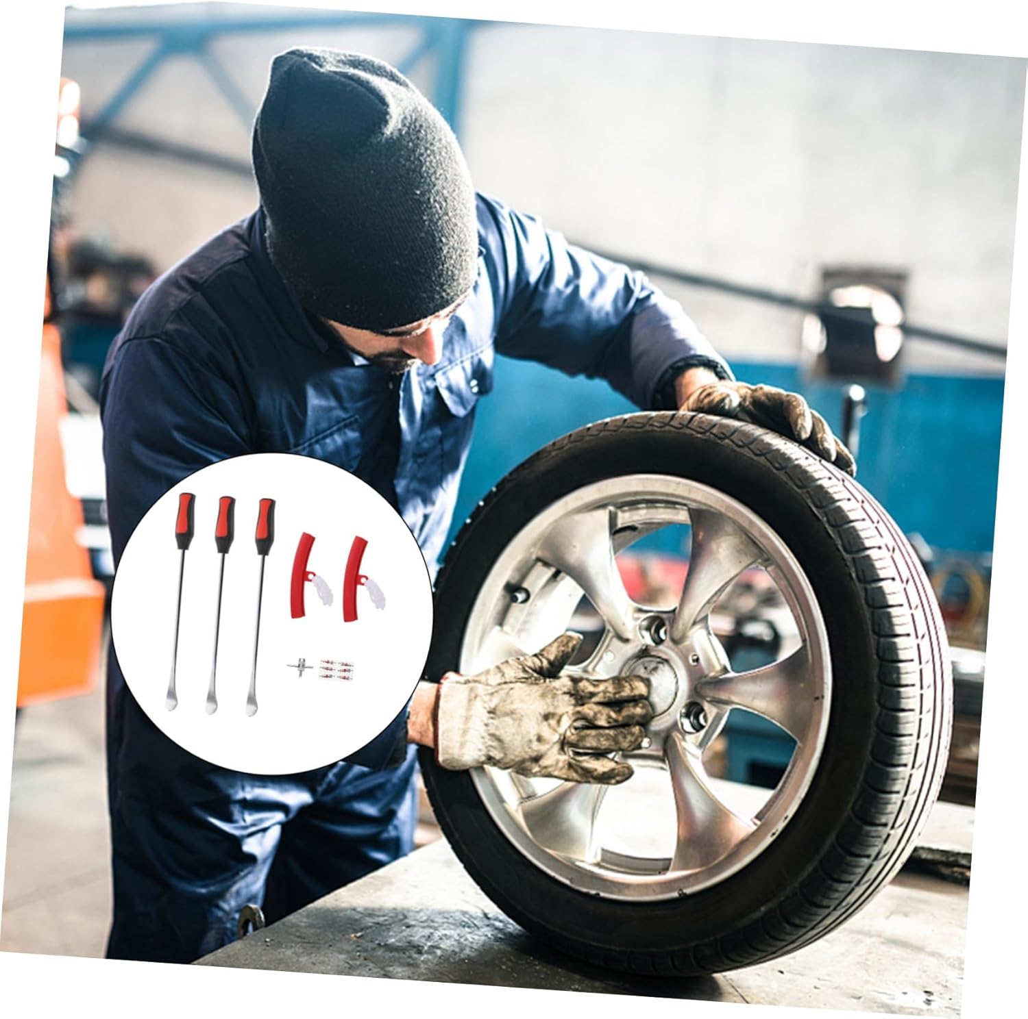 STOBAZA Tire Repair Spoon Tool Kit for Motorcycle Dirt Bike Mountain Bike Rim Protector for Scratch Tire Changing