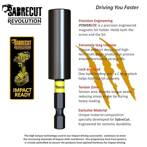 Miniatura 7 de 4 soportes magnéticos SabreCut SCRK1 de 2.362 in y 5.984 in con 2 puntas de impacto PZ2 de 1.260 in compatibles con Dewalt Milwaukee Makita Bosch y