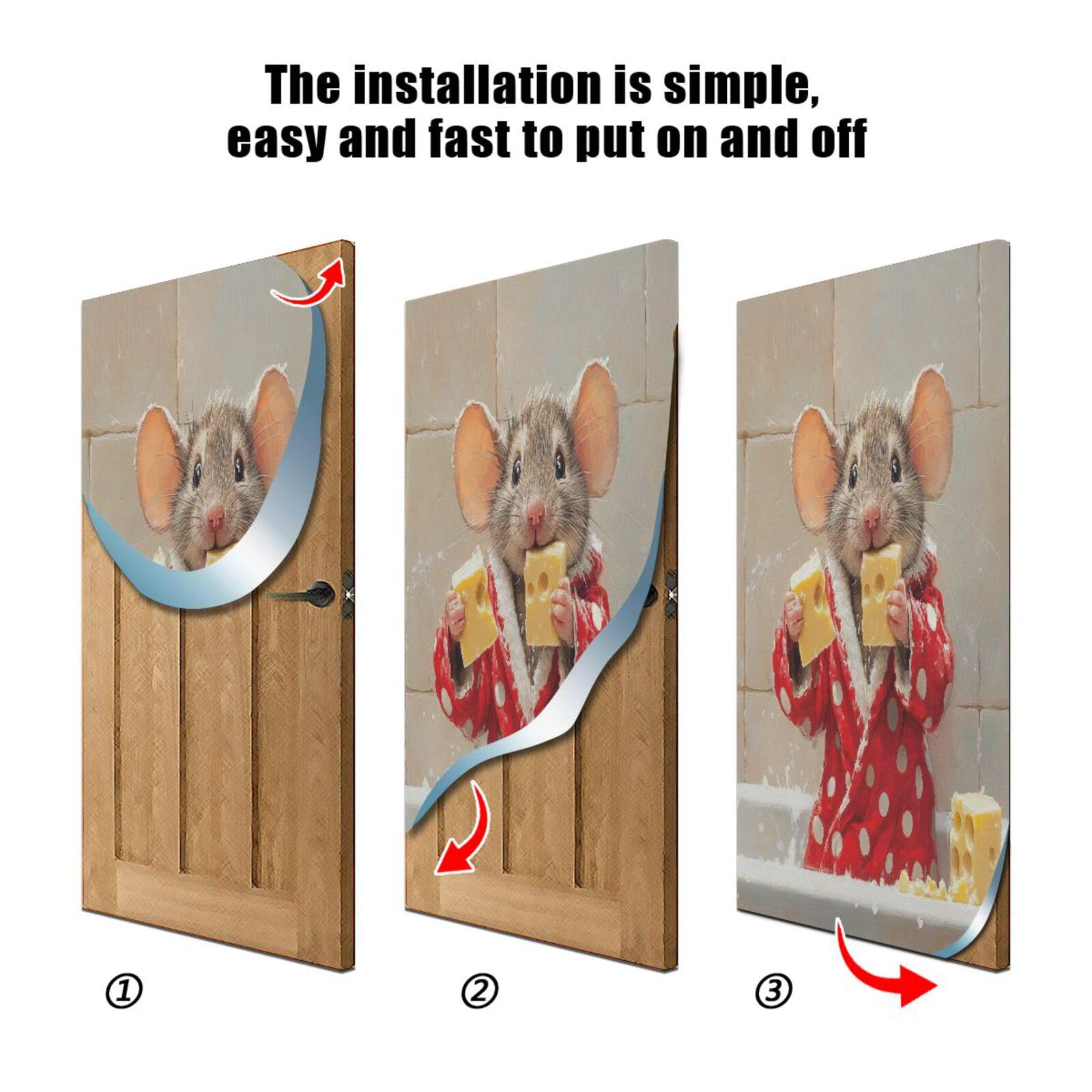 FLildon Bathrobe Mouse Door Cover Decoration, Party Accessory Porch Decor for Festive Ornament Room Door Covers 36 x 98 Inch