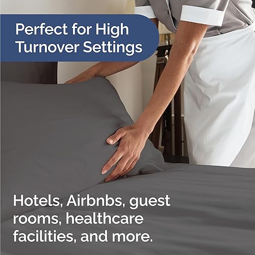 Miniatura 4 de Paquete de 12 juegos de sábanas completos a granel, para hoteles, spas y Airbnb, esquinas tipo bolsillos profundos y no se arruga, refrescante y