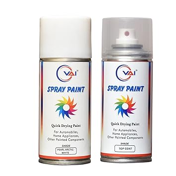 VAI Automotive Spray Paint PEARL ARCTIC WHITE (RC Colour Name)+PEARL TOP COAT for S-CROSS, Spray Paint 450 ml