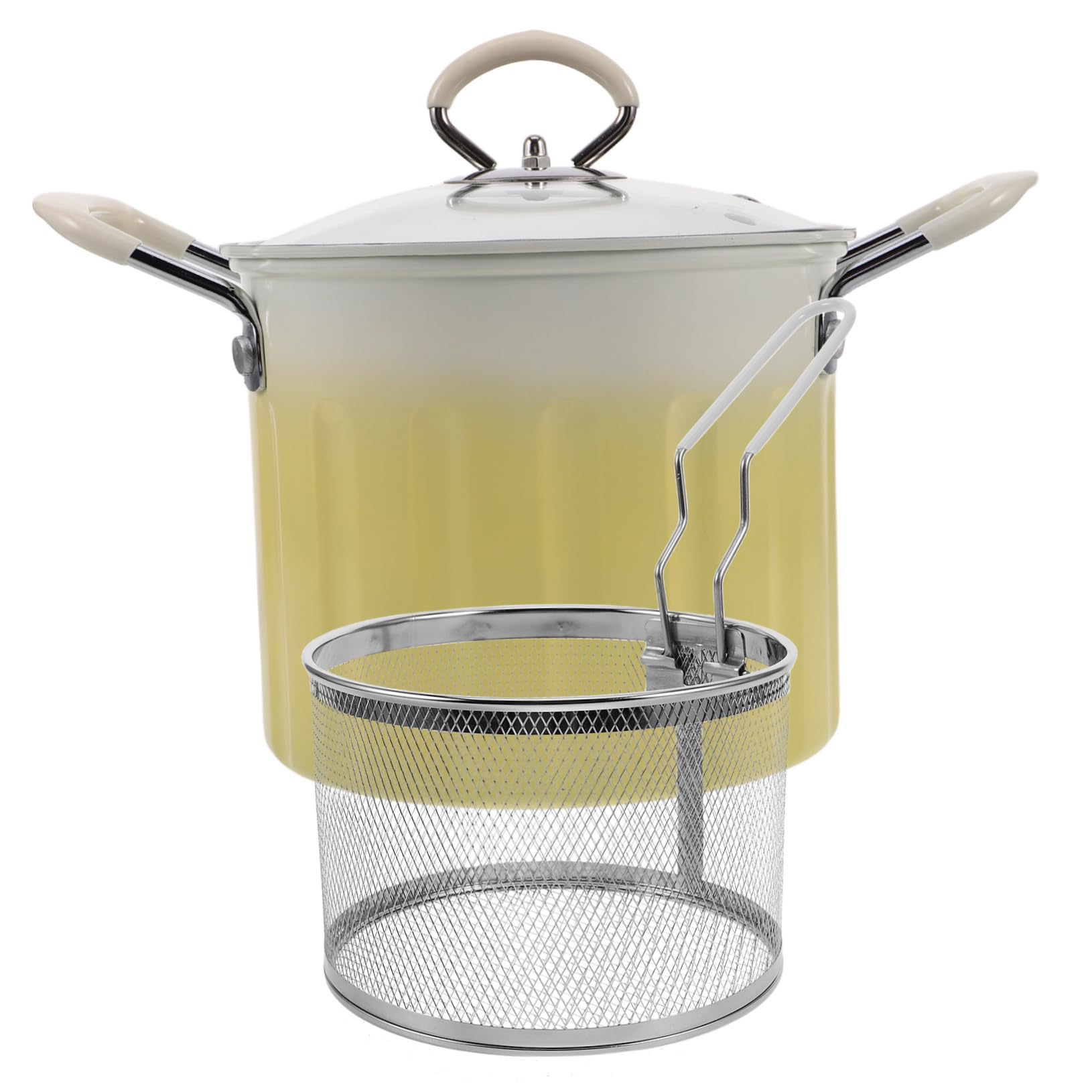 Hemobllo Fryer Pot Basket Deep Fryer Pot Lid Filter Japanese Style Induction Cooker Compatible