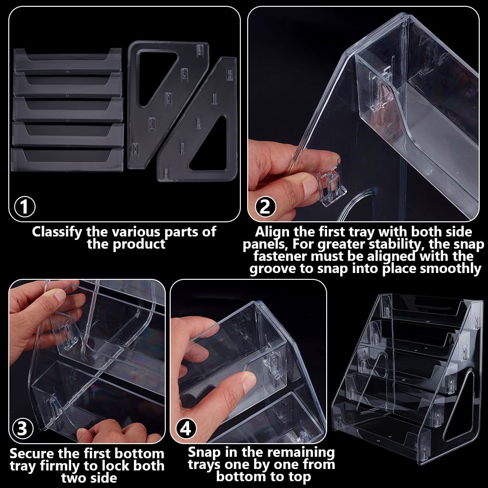Kit UNICRAFTALE De 2 Présentoirs Acryliques Pour 5 Cartes – 40x7.5x12 Cm – Pour Cartes Sportives Basketball, Foot, Hockey, Baseball