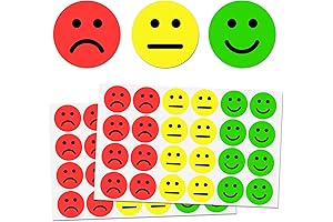 1200 Pieces - 1" Happy/Sad Smile Face Behavior Emotion Stickers, Red/Yellow/Green