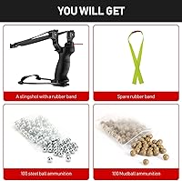 Vista 4 de Set de tirachinas láser DADONFANG - Resorteras de muñeca para adultos con 200 municiones y bandas extra de tirachinas, adecuado para caza, práctica