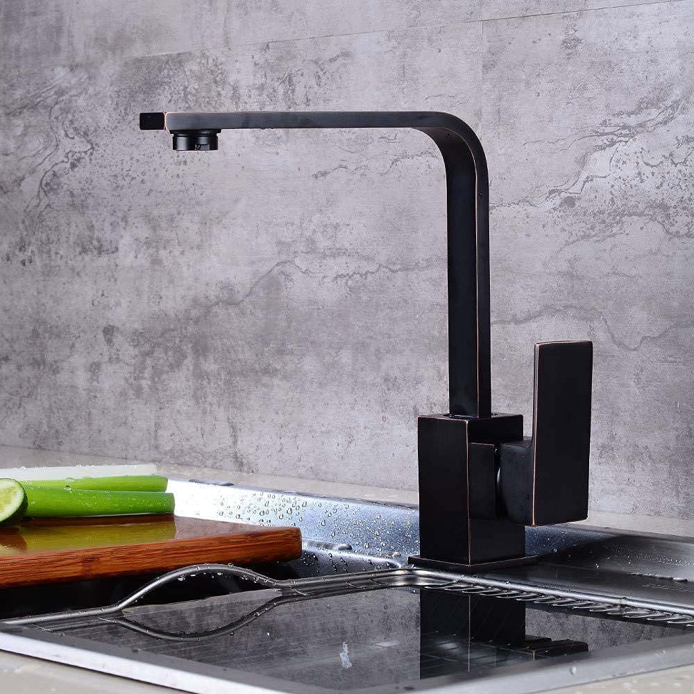 Robinet mitigeur d'eau chaude et froide noir antique, mitigeur évier pivotant rétro noir
