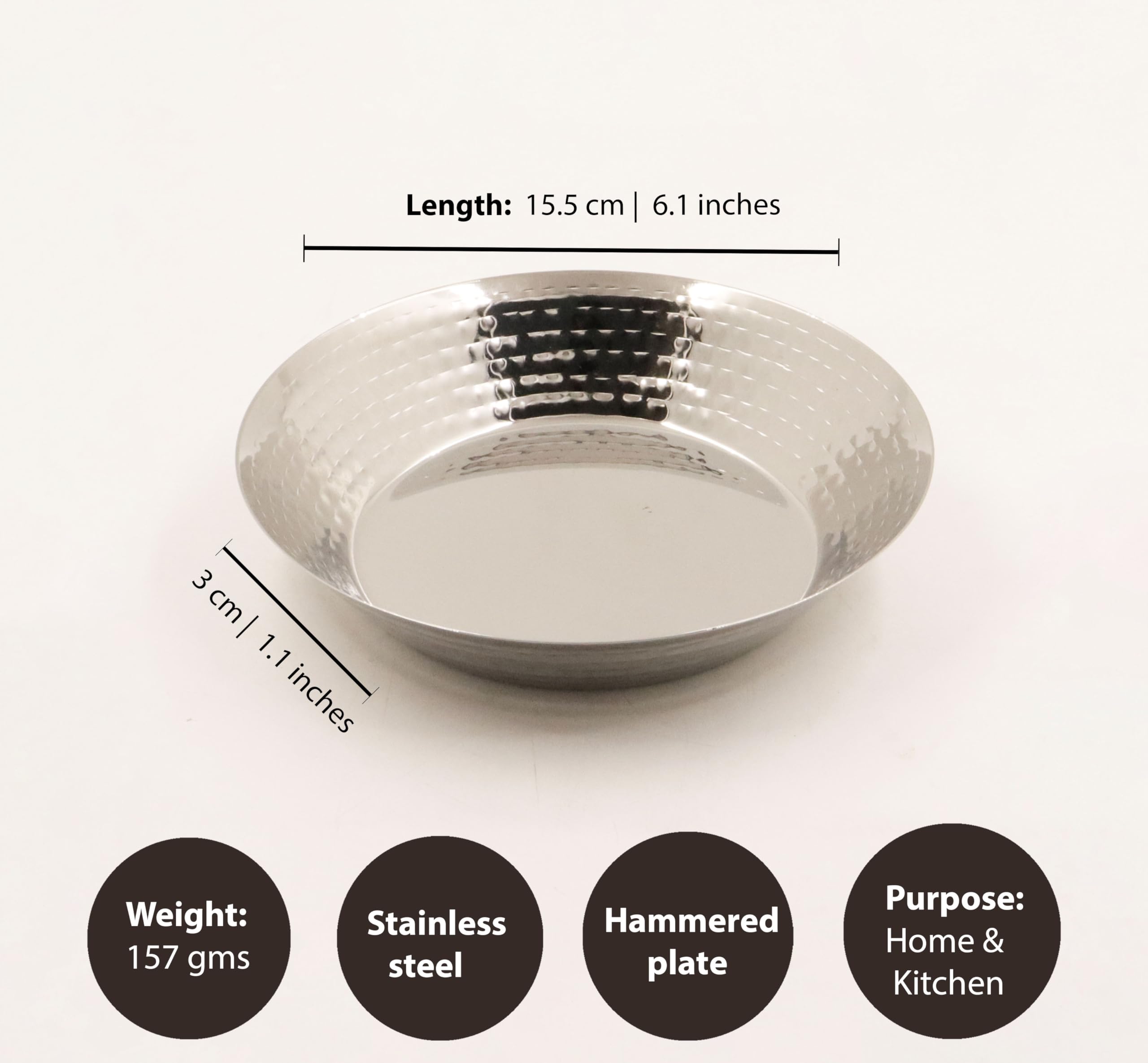 Amazon.com | Spillbox Stainless Steel Hammered Parat Plate | Small
