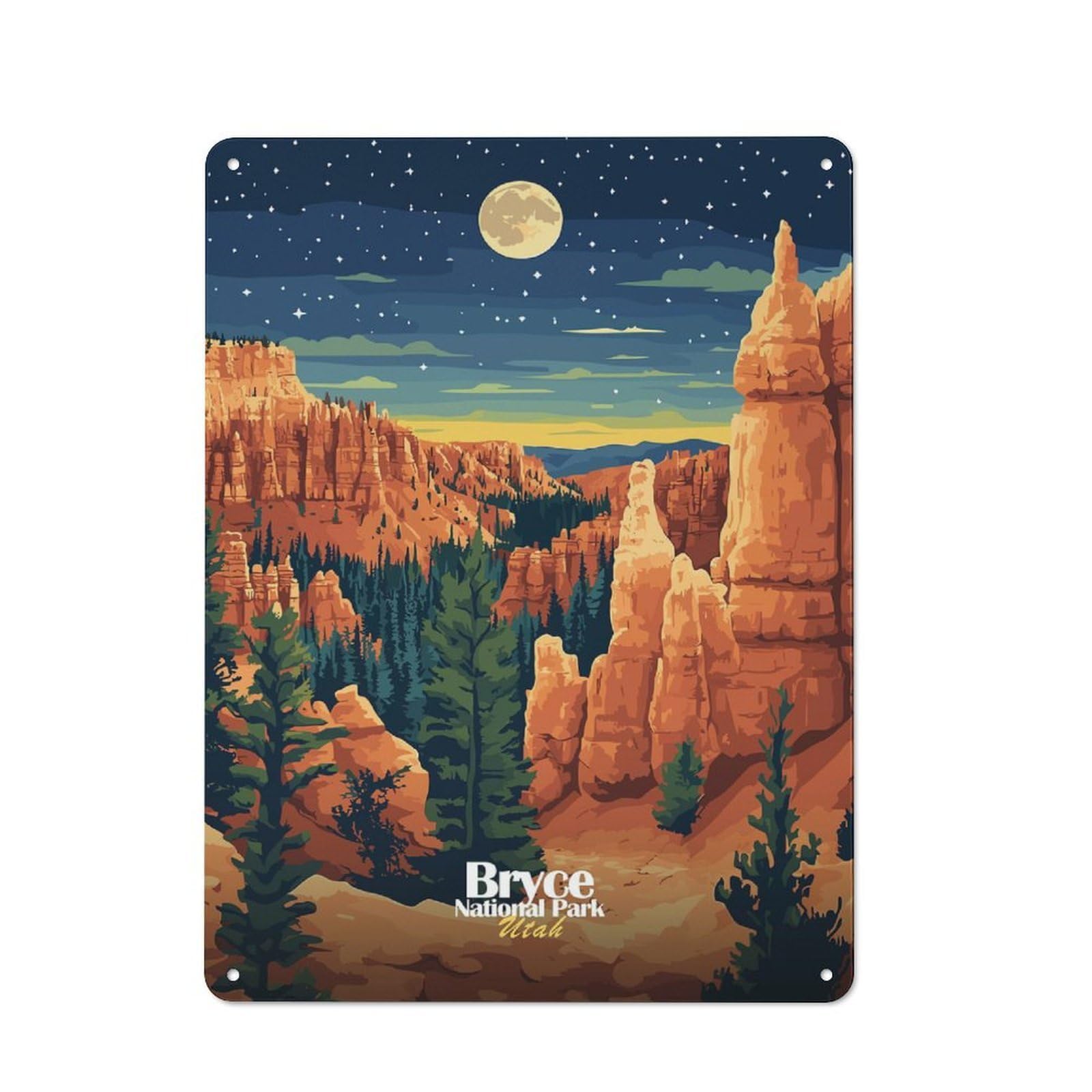 Junmoney Style-6 Tin Wall Plaque 40X30cm With Bryce Canyon National Park For Café Or Home Bar, For Vintage Wall Decor Fans, For Home Office And Studio Walls