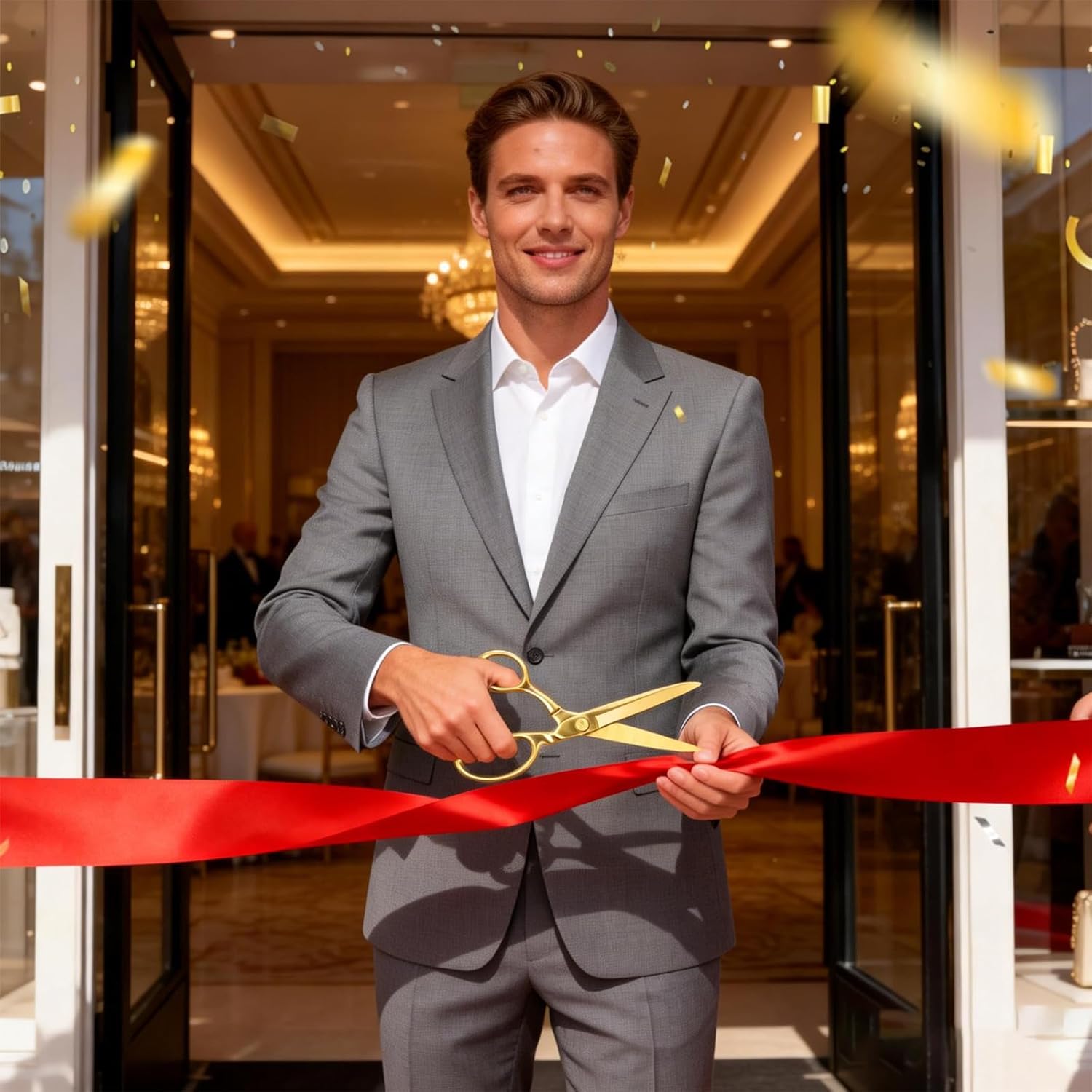 Ribbon Cutting Scissors,8 Inches Gold Scissors,Full Stainless Steel Material,Suitable for Ribbon-Cutting,Office,Home,Sewing,and Crafts