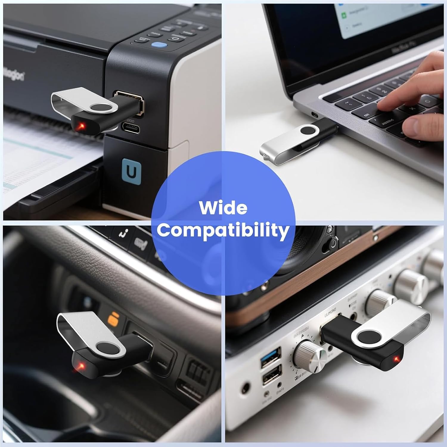 ABLAZE 1GB USB Flash Drive 20 Pack, USB 2.0 Thumb Drives with Lanyards Bulk Memory Sticks Pendrives 20PCS (Black)