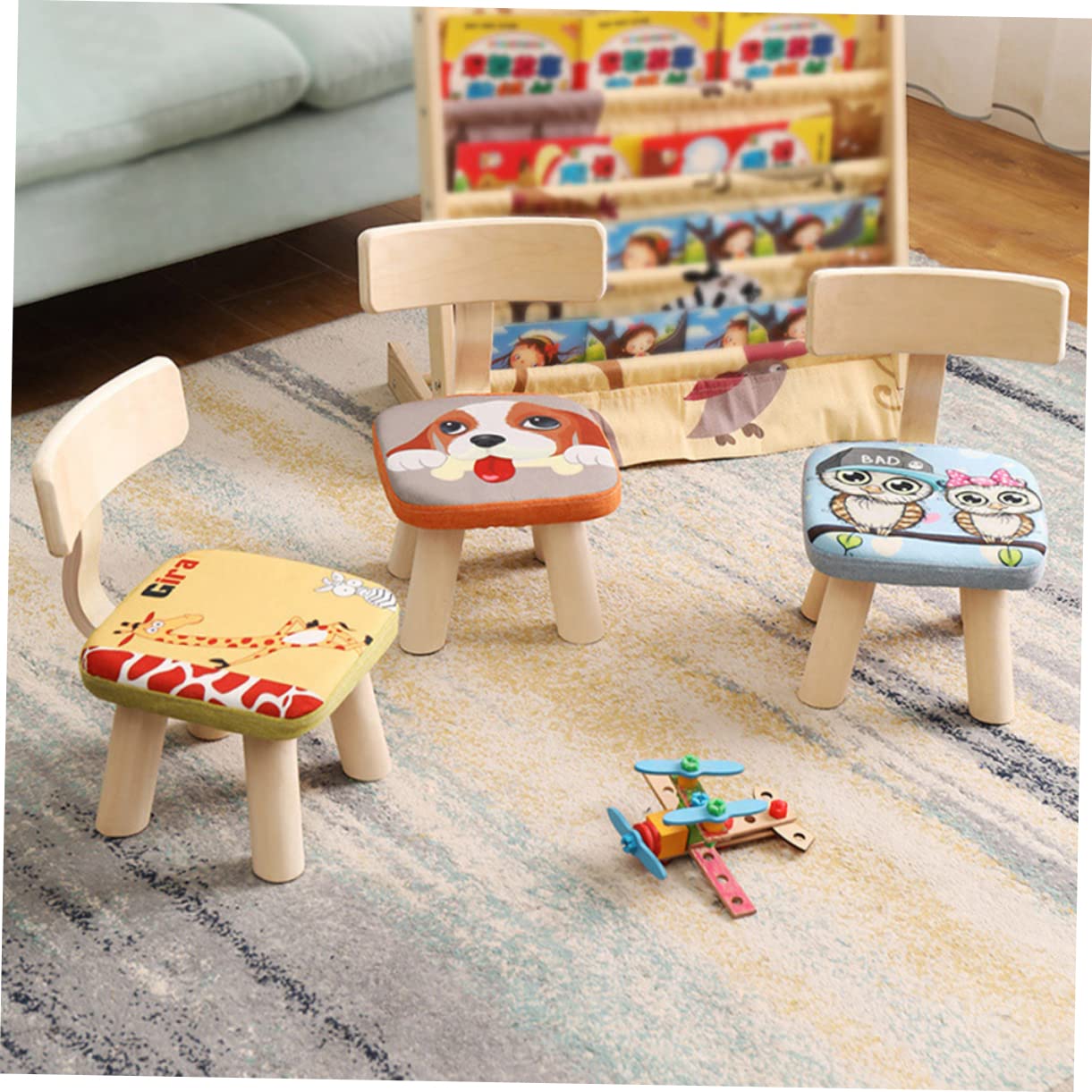 ULTECHNOVO Boys and Girls Back Stool Cotton Sponge Wooden Structure Safe Easy to Clean for Kindergarten