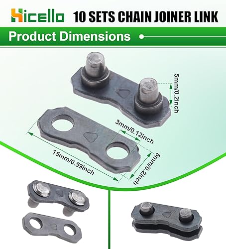 Miniatura 3 de 10 juegos de correas preestablecidas de reparación de eslabones de cadena de motosierra de 325 pies, eslabones maestros de acero inoxidable para