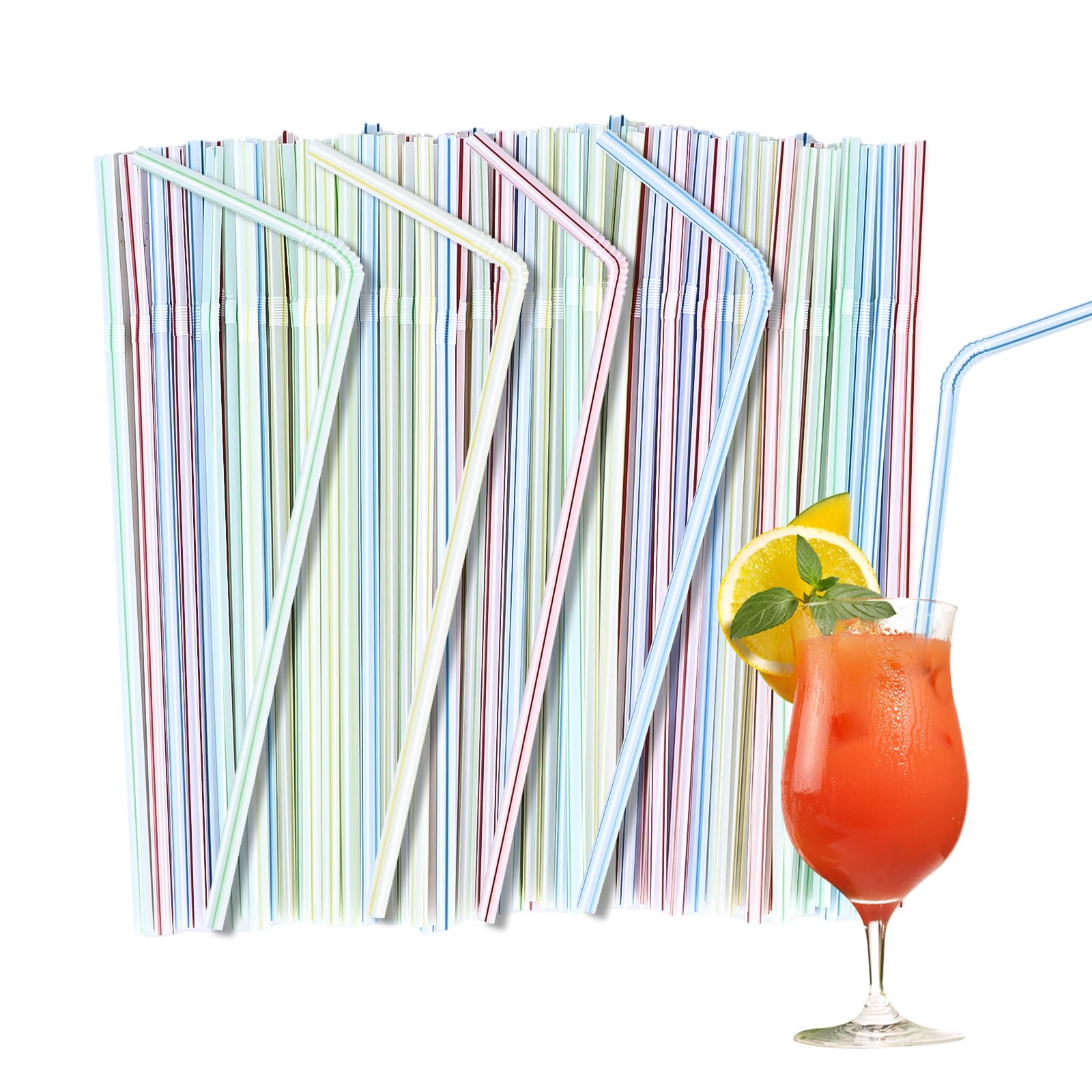Fidqiog 150 Pcs Plastic Straws, Flexible Bendy Straws for Slushies Smoothies, 8.27 inch Length Plastic Straw for Parties, Multiple Colors Disposable Straws (Colorful)