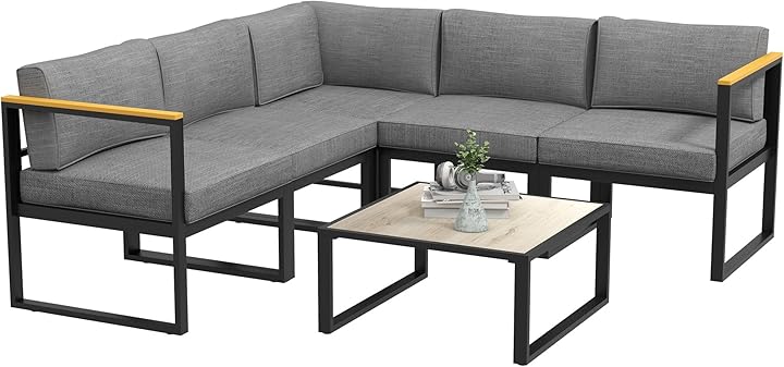 Outsunny salotto angolare da giardino con divano e tavolino IT84G-307V00GY0631