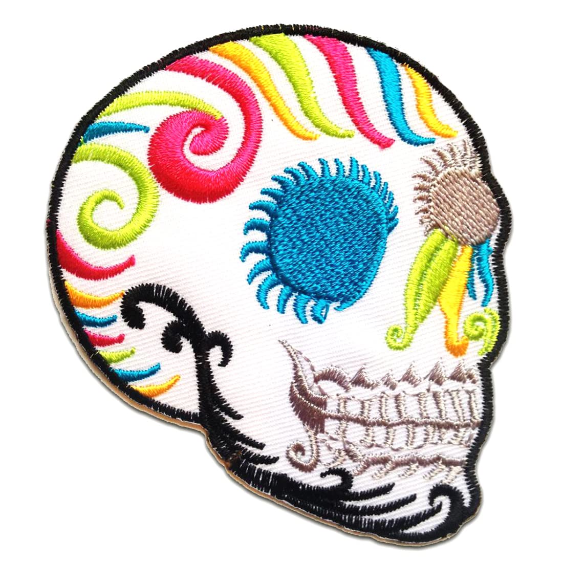 Patch Termoadesiva Ricamata Teschio Moderno – 8,2 X 10 Cm, Colore Porpora