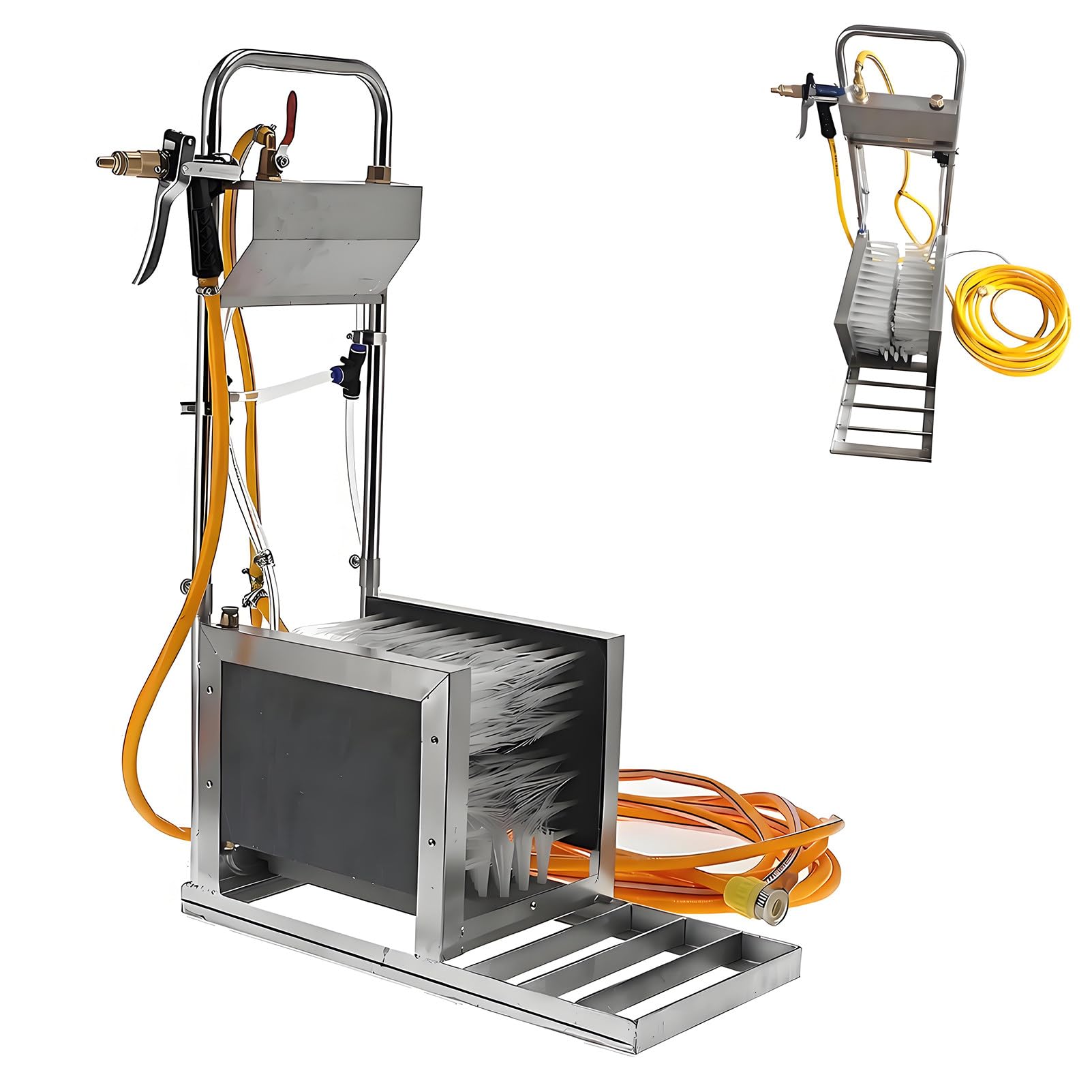 EpyGnom Stainless Steel Farm Boot Scrubber Shoe Cleaner, with Water Spray Gun and 5m Hose, Automatic Scrubber Boot Scraper Boot Brush Mud Remover for Livestock Farm