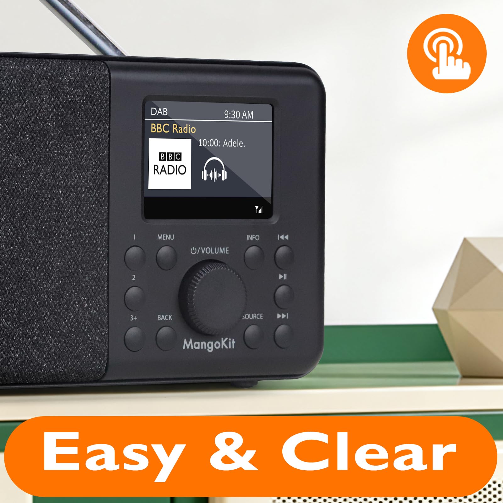 SR10 radio internetowe WiFi z Smart DAB+ i Bluetooth, FM, radio kuchenne z zasilaniem sieciowym i baterią, kolorowy wyświetlacz, podwójny alarm