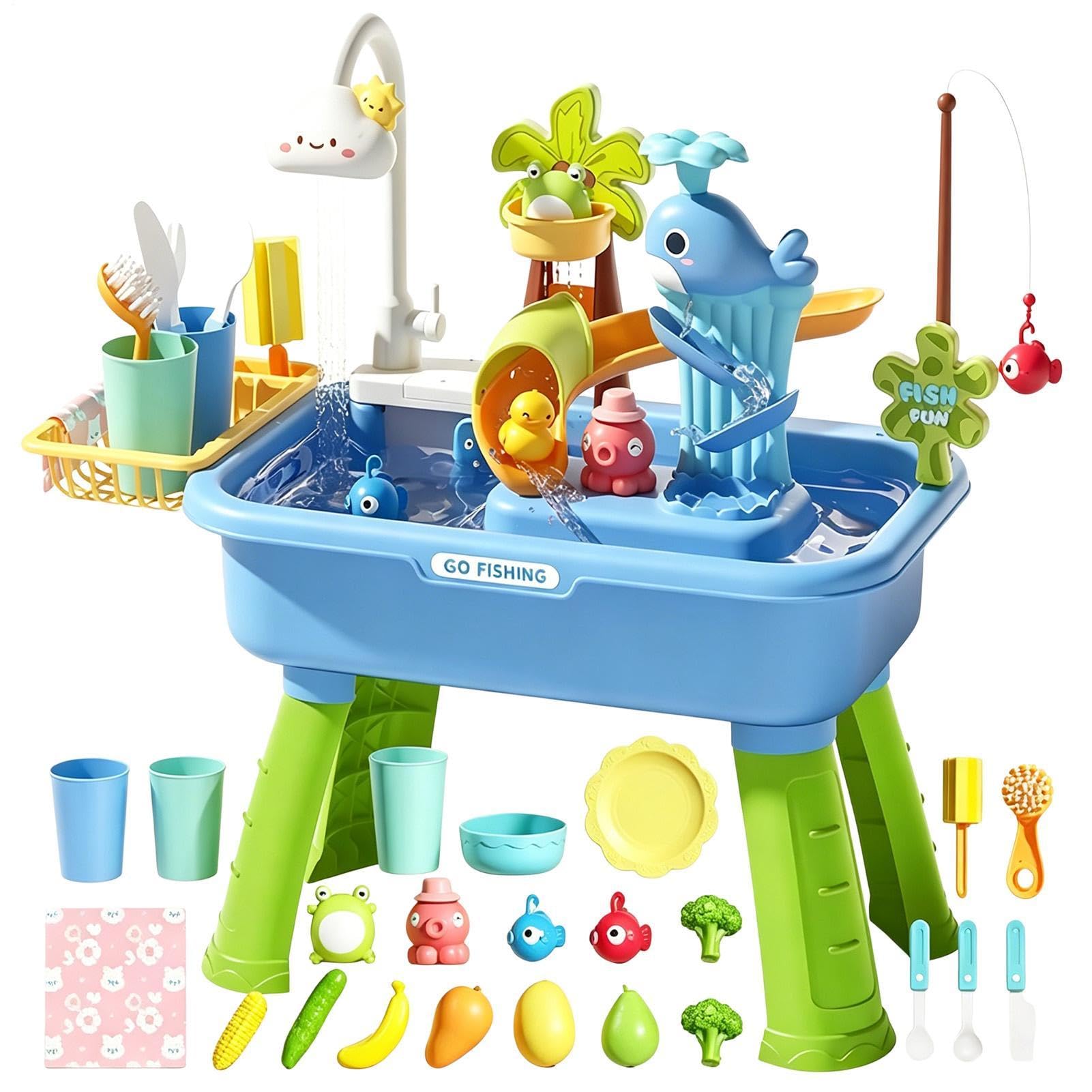 4 in 1 Water Table Toys, Novelty Water Play Table for Kids Children, Funny Waters Tables with Electric Pump, Multifunctional Sand and Waters Tables Pool Toys, for Indoor & Outdoor