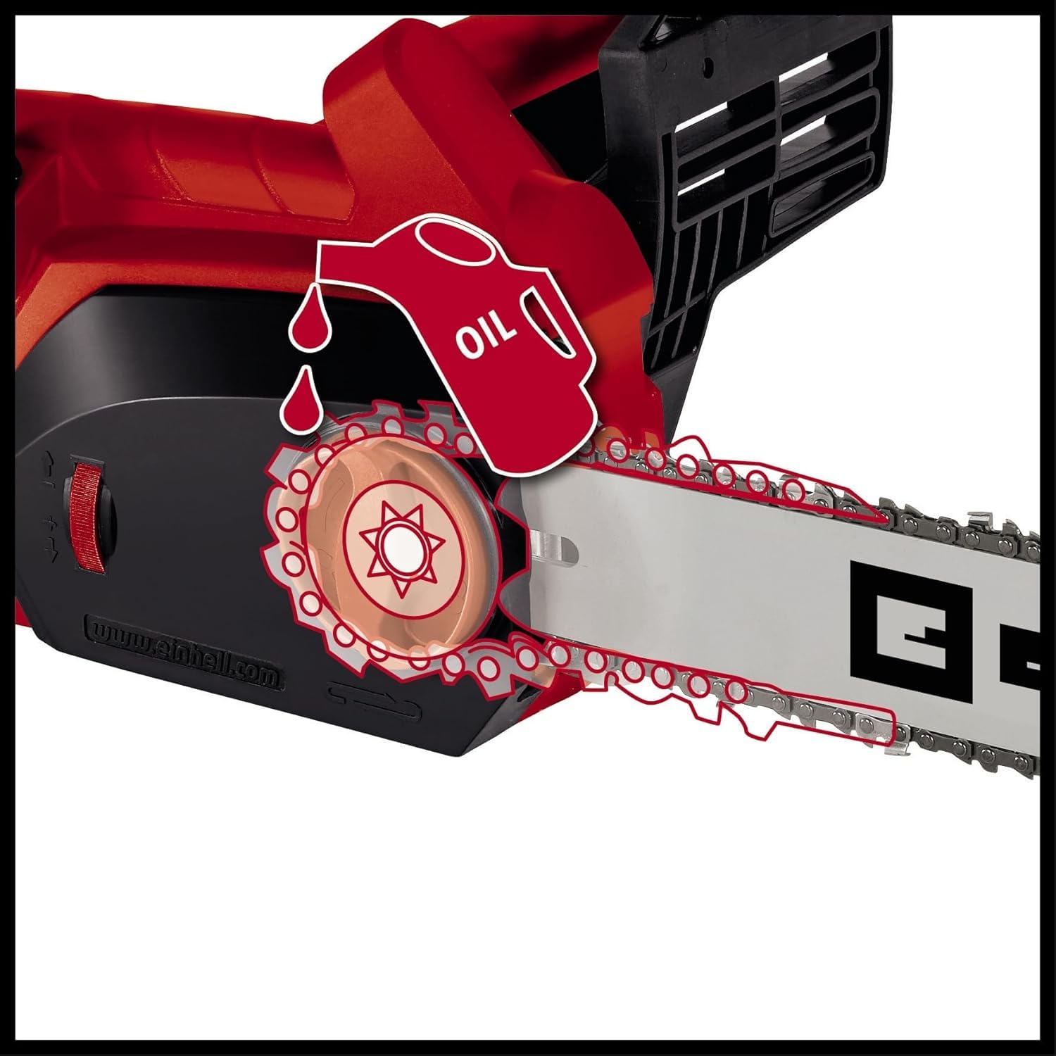 Einhell Motosierra eléctrica GH-EC 1835 (1800 W, barra de corte robusta, cadena afilada, tensado y reemplazo sin herramientas, lubricación automática, engranajes metálicos)