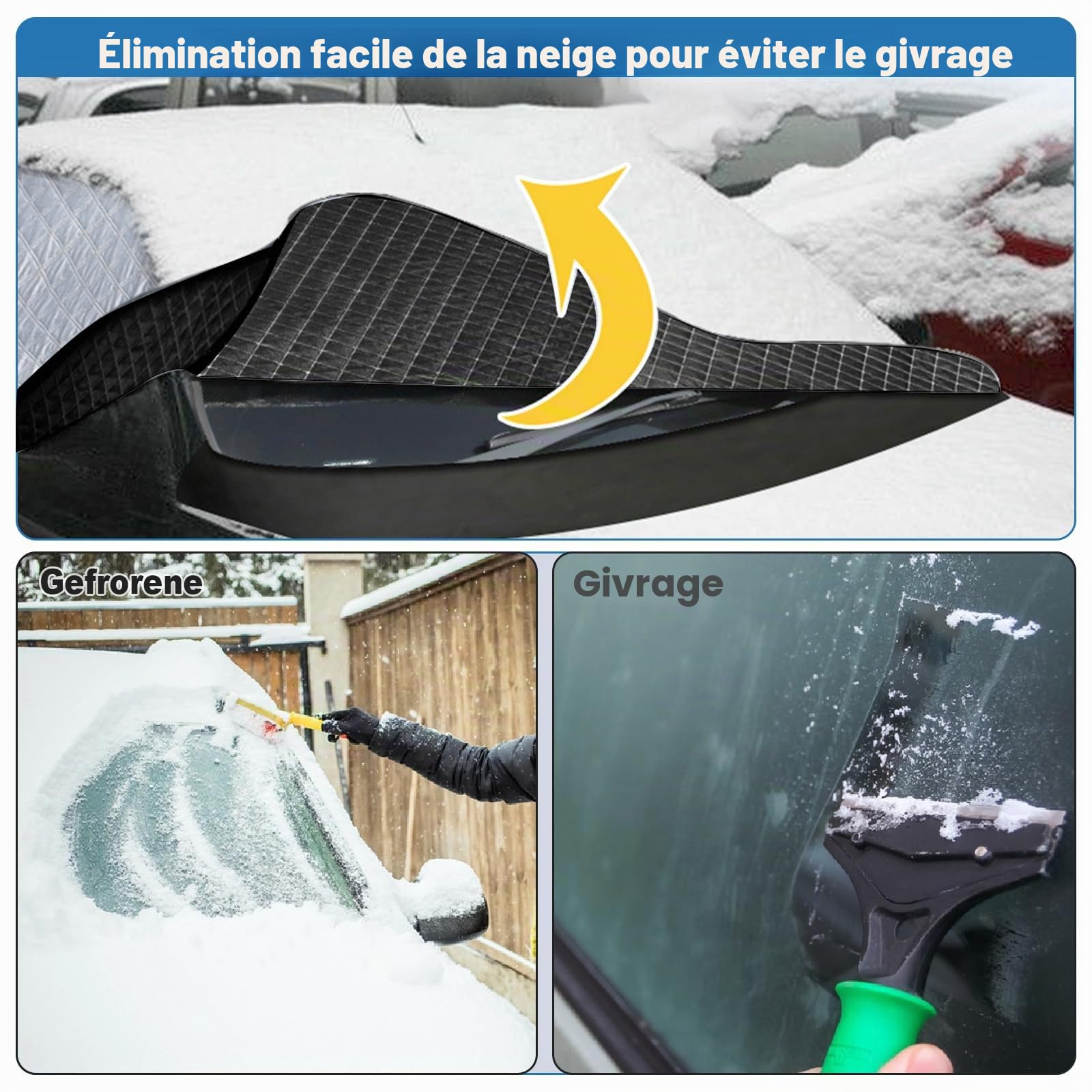 Couverture de Pare-Brise pour VW T4 1995-2004 Protection Solaire UV Gel Glace Couverture Thermique pour VW T4 (VW T4 1995-2004)