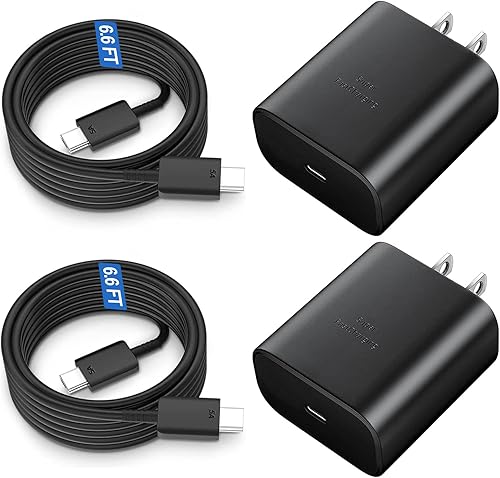 Cargador rápido USB C de 45 W, cargador súper rápido de 45 vatios tipo C con cable de carga rápida Android de 6.6 pies para Samsung Galaxy S26