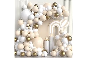 White Sand Gold Balloon Arch Kit-102PCS White Nude Balloons with Metallic Chrome...