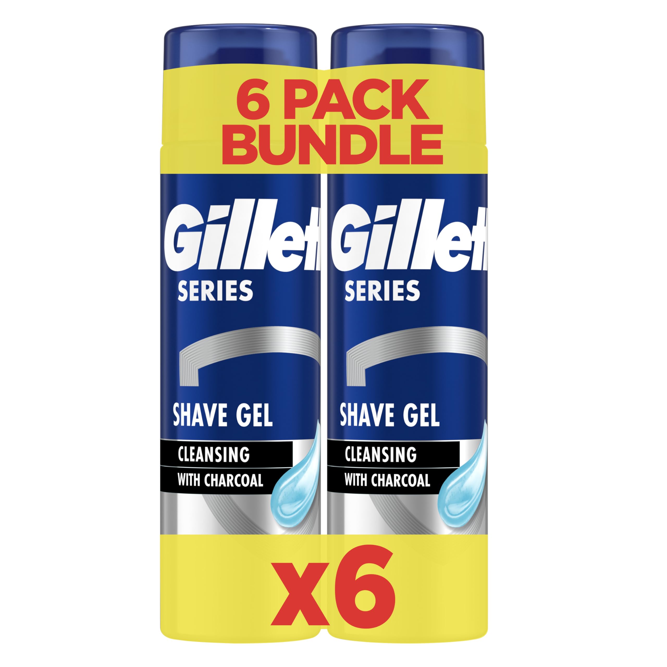 Gillette 6 X 200Ml Series Cleansing Shave Gel With Charcoal