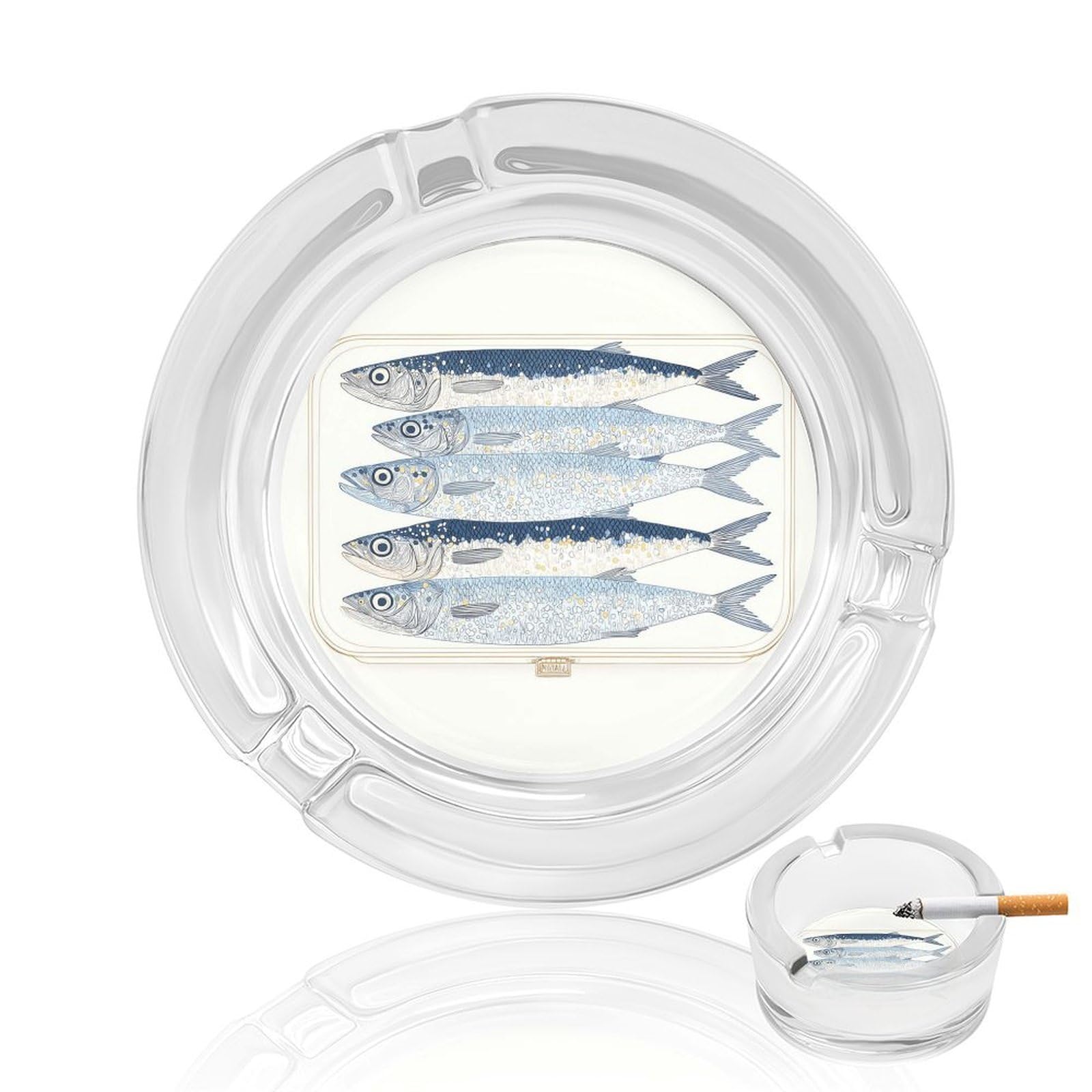 Elegant Sardines in Beautiful Pastel Blue Glass Ashtray for Cigarettes Portable Decorative Ash Trays for Home Office Decor