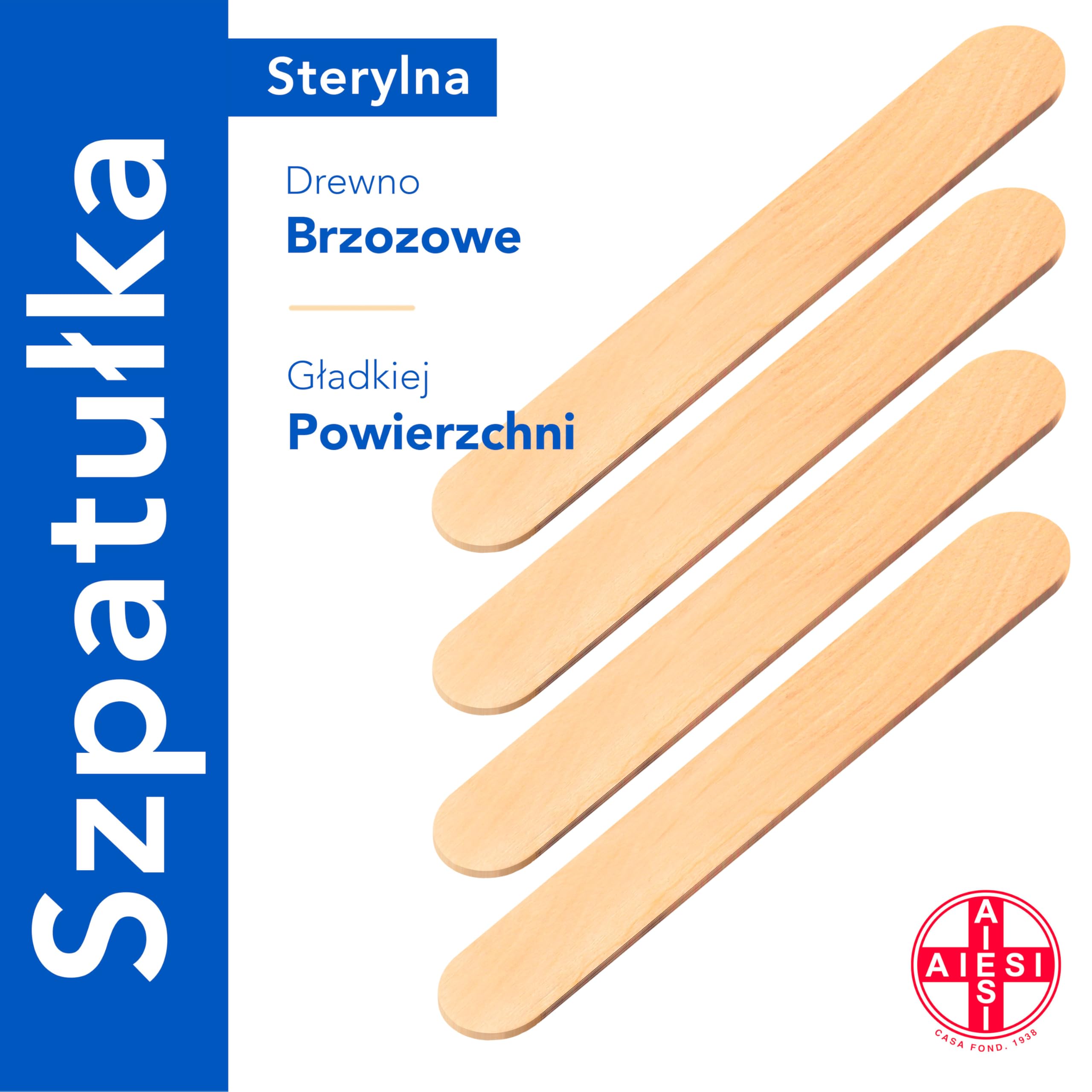 AIESI® Jednorazowa drewniana szpatułka sterylna (100)