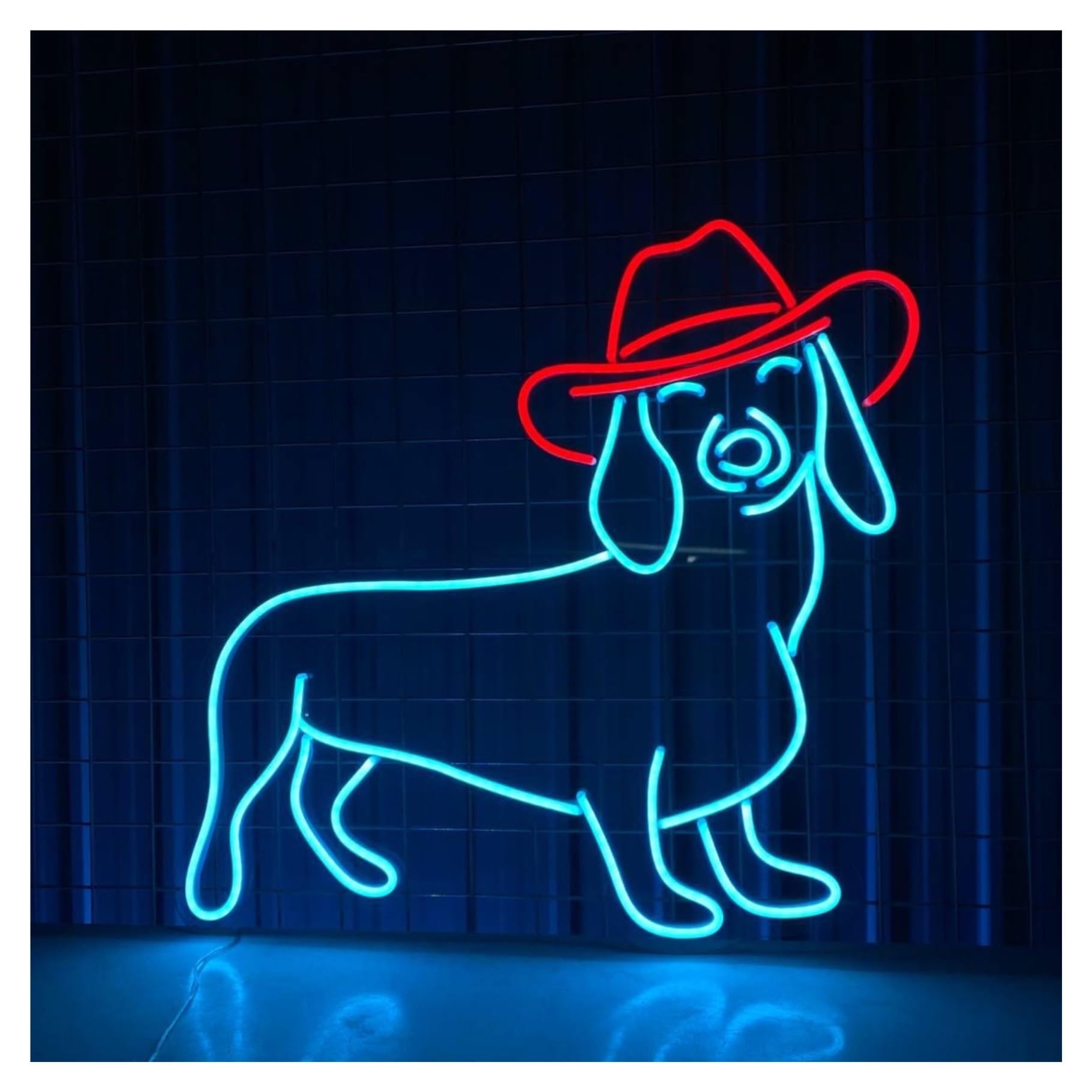 RONGCH Hanging Art Signs Dachshund Cowboy Neon Sign Dog LED Light Dimmable for Bedroom Zoo Pet Shop Living Room Game Room Wall Decor 45cm