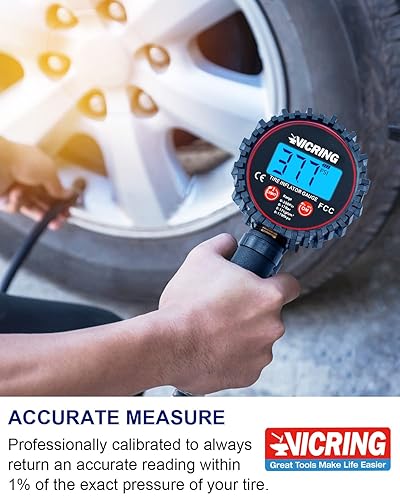 Miniatura 3 de Medidor de presión de neumáticos, medidor digital de neumáticos, compresor de aire, accesorio de inflador de neumáticos, 250 PSI con manguera de