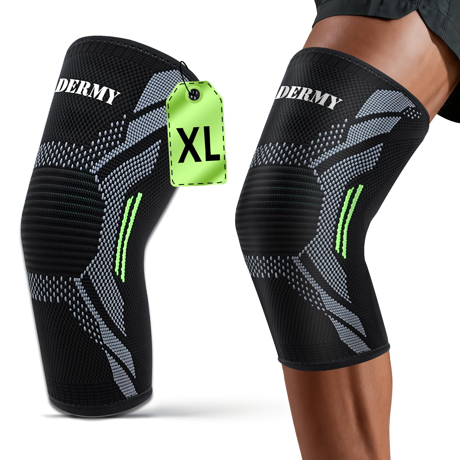 Genouillère Genou de Maintien avec Compression Élastique, Attelle Genou Sport pour Ménisque et Ligaments (XL)