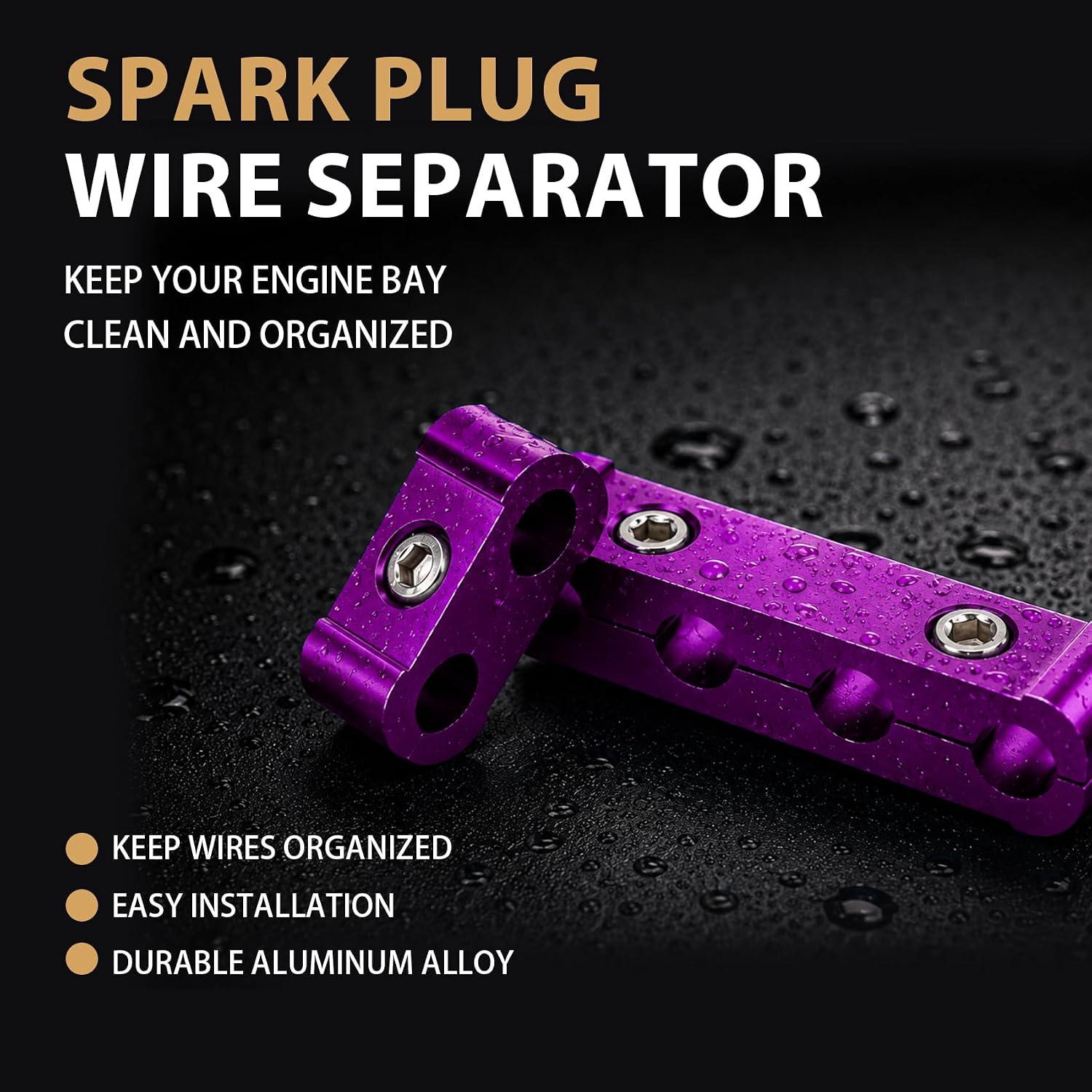 4PCS Car Engine Spark Plug Wire Separator Divider Set, Spark Plug Wire Holder, Aluminum Alloy Wire Separators, Car Accessories Looms Organizer Clamp Kit for 8mm 9mm 10mm image 2