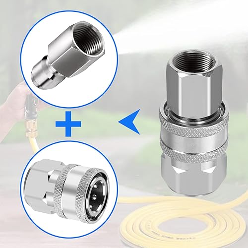 Miniatura 3 de LAIWOO Accesorios de conexión rápida para lavadora a presión, adaptador de lavadora a presión de acero inoxidable de 38 pulgadas, kit de acoplador